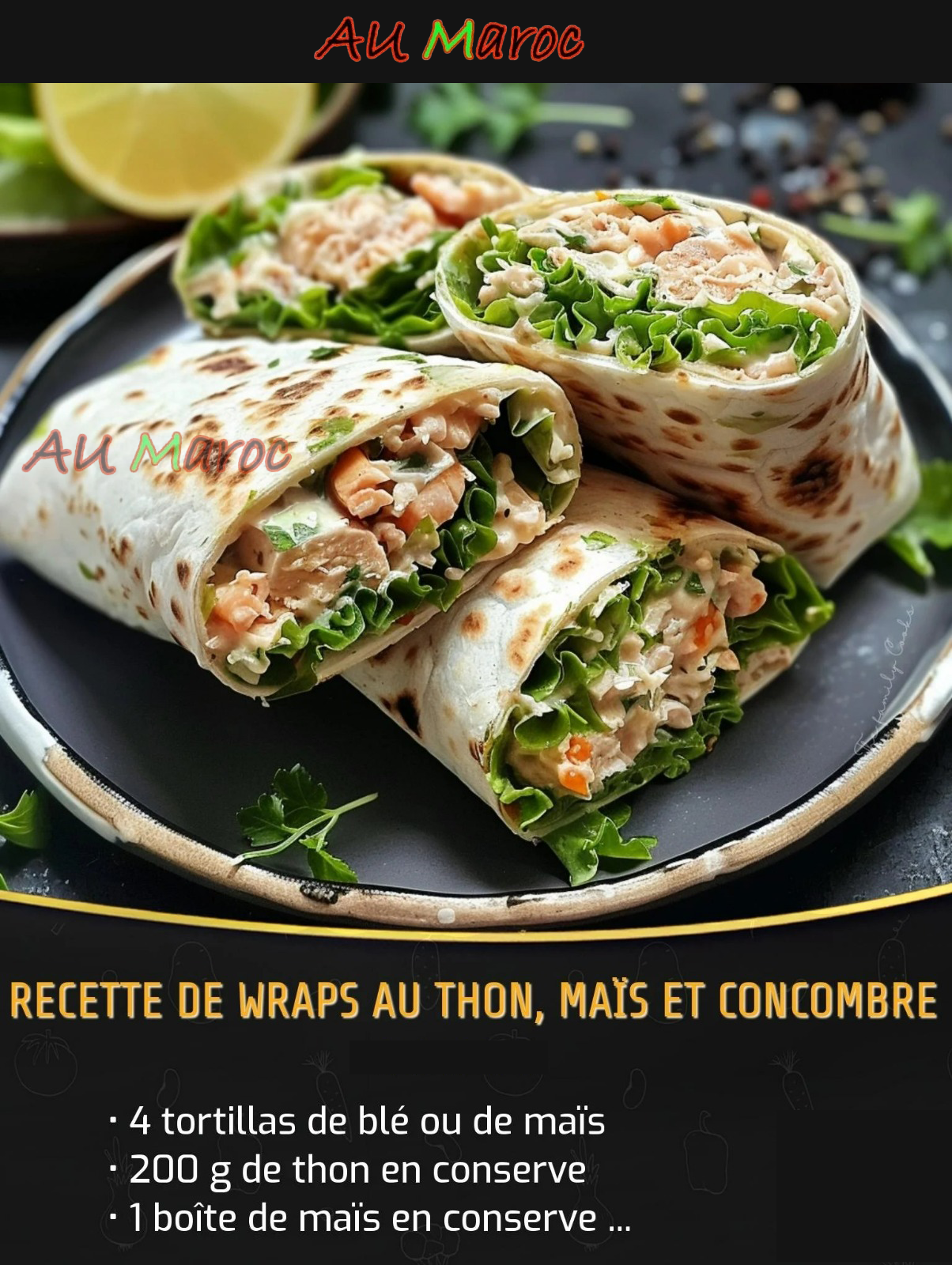 Wraps au Thon, Maïs et Concombre