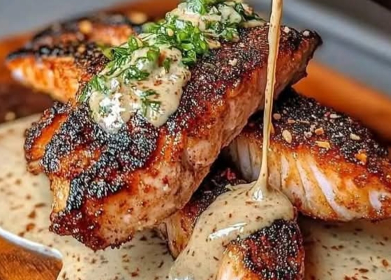 Saumon Noirci et Sauce Crémeuse au Dijon Saumon Noirci et Sauce Crémeuse au Dijon