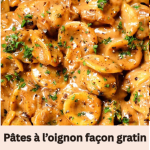 Pâtes à l’oignon façon gratin