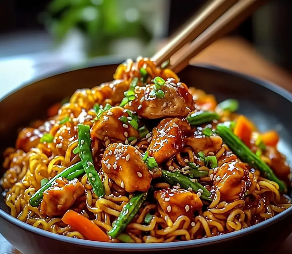 Nouilles Sautées au Poulet Caramélisé