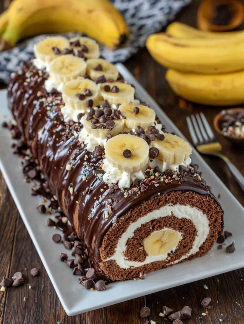 bûche roulée chocolat banane