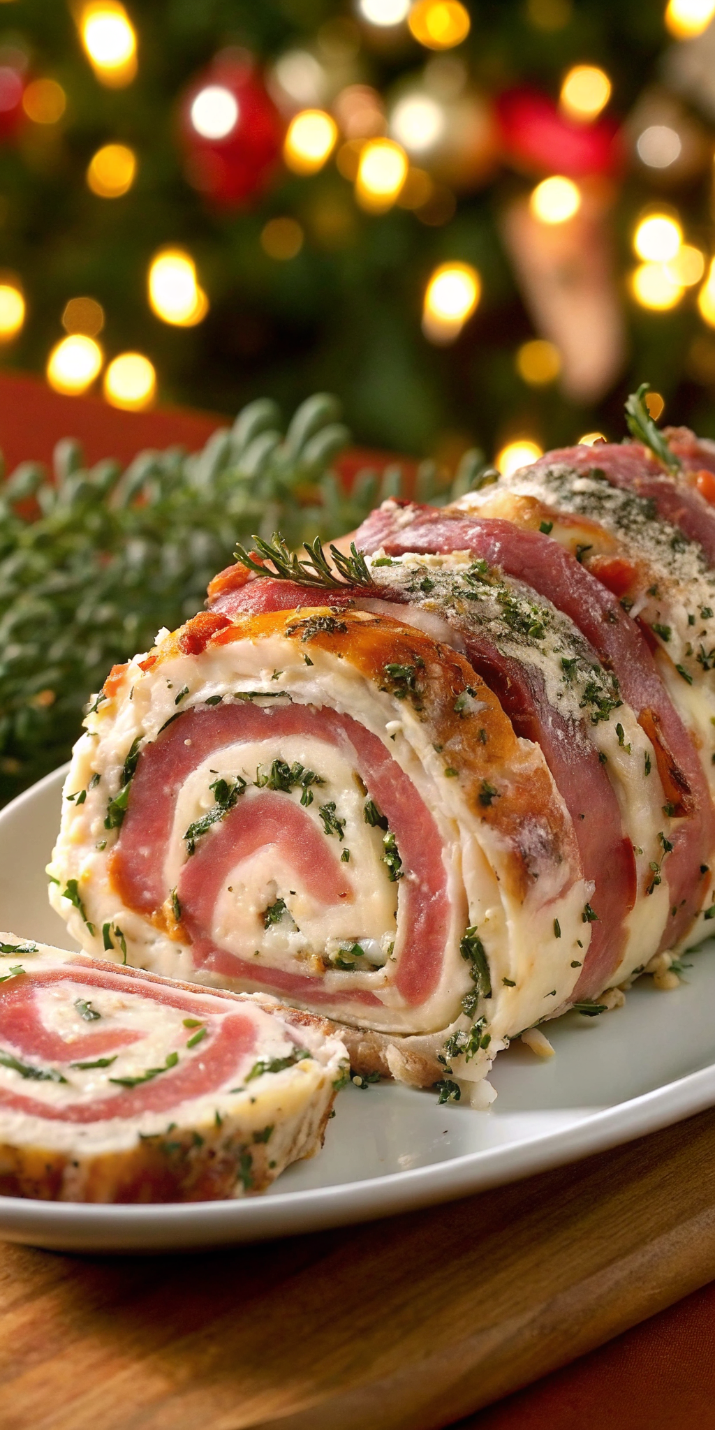 Bûche salée jambon et fromage à tartiner aux fines herbes