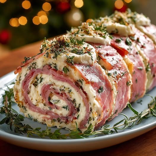Bûche salée jambon et fromage à tartiner aux fines herbes